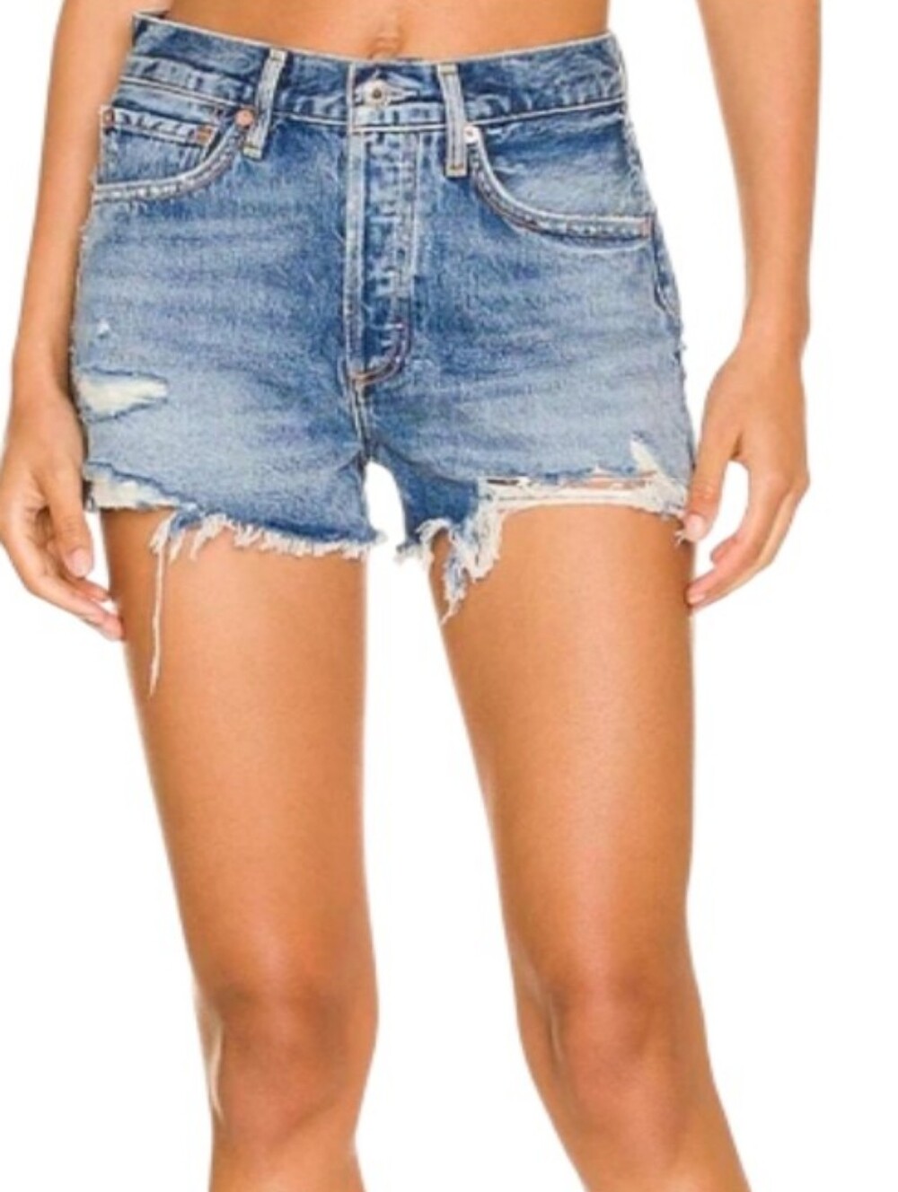 Agolde Parker Distressed Frayed Hem Cufoff Shorts